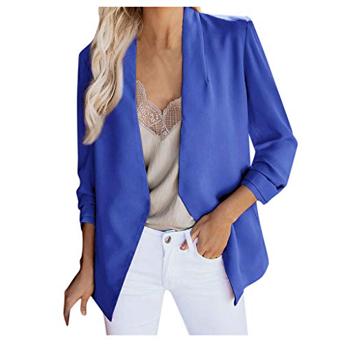 Veste en tricot femme blazer bleu uni confortable pour le bureau