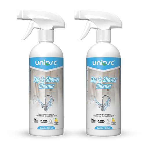 Image of UNIDSC Tap Cleaner & Limescale Remover | Foaming Formula for Easy Cleaning | Non-Toxic | 500ml | All Purpose Cleaner Suitable for Bathroom, Tap, Shower, Tiles, Mirror - Pack of 2