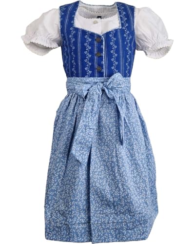 Costume traditionnel pour fête de la bière avec robe bleu et blanc pour fille