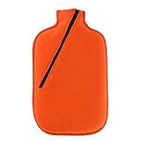 Hugo Frosch Öko-Wärmflasche 2,0l – Made in Germany – mit weichem Softshellbezug Orange – große, formstabile & geruchsneutrale Bettflasche – mit waschbarem Bezug