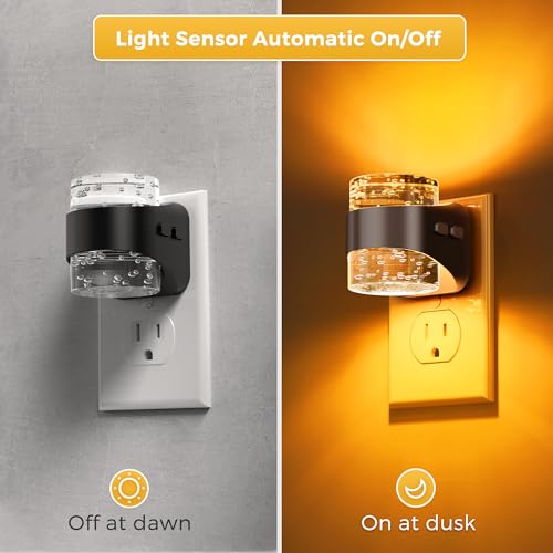 Image of L LOHAS LED Night Light, Bubble Night Lights Plug into Wall, 2 Pack Night Lights with Dusk-to-Dawn Sensor,Dimmable Amber Pulg in Nightlights for Rooms Bathroom Hallway