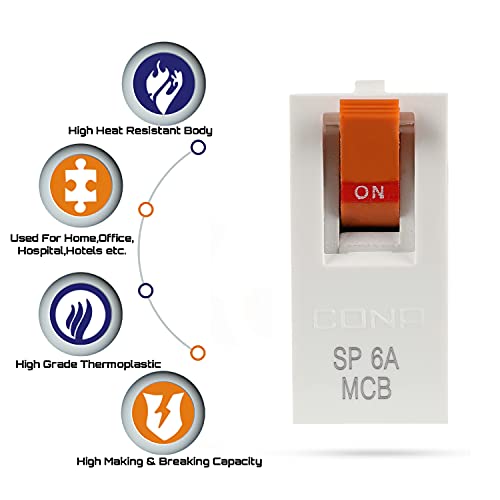 Image of CONA Status 10106 Modular MCB 6A SP -C Type|6A SP MCB Switch|6 Ampere Single Pole MCB|Electricial Accessories|Master Switch