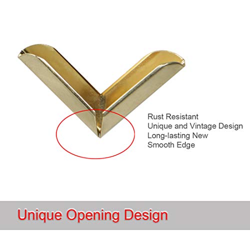 Image of uxcell 8pcs Box Corner Protectors Vintage Brass Tone Guard Edge Cover Scrapbook Album Jewelry Box Corner Decor
