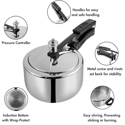 Image of Vinod Platinum Europa Triply Stainless Steel Inner Lid Pressure Cooker 3 L