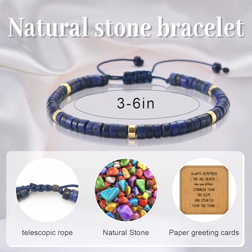 Huxolynifty Bracelets réglables en pierre naturelle de 7,6 à 15,2 cm, bracelets inspirants pour femmes, bracelet en perles de pierres semi-précieuses, bracelet en pierre de cristal, bijoux bohème pour – vue 6