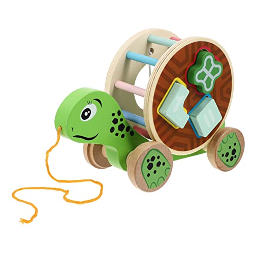 Toddmomy 1pc Pull Along for Cartoon Turtle Design Safe Edges Encourages Walking Materials Educational Drag Car