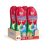 Somat Excellence Gel Anti-Grasa 50 Dosis (pack de 4, total: 200 lavados), detergente lavavajillas líquido automático en botella, jabón para platos con desengrasantes activos