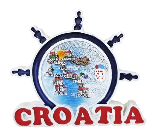KUSTOM ART Imán de nevera Croacia con forma de timón imán 3D de