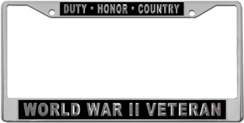 Redeye Laserworks Duty Honor Country - WWII Veteran Custom License Plate Metal Frame from