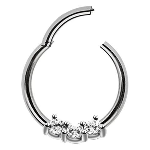 Modern Nature Smooth Segment Clicker Ring with Stones Cover