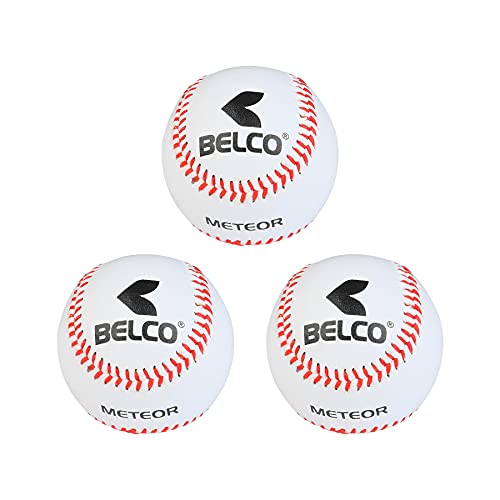 Image of BELCO SPORTS Baseball, Competition Grade Baseball Ball Official Size (PVC Baseball Pack of 3),White