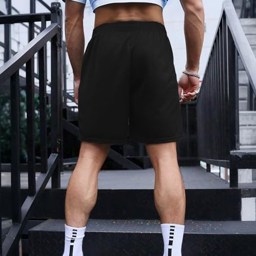 Christian Shorts for Men Letter Graphic Athletic Short with Pockets Casual Workout Gym Mesh Quick Dry Sports Shorts3