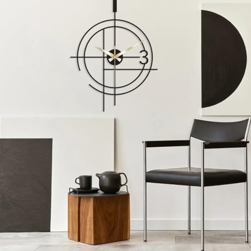 Image of Designer Metal Wall Clock for Living Room | Antique Stylish Fancy Decorative Big Size Wall Watch for Bedroom, Office, Kitchen, Dining, Hall and Decor (Black(ST-8), 40CM)