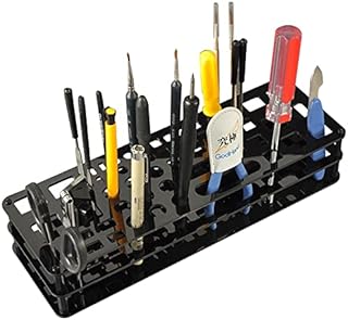 Japard Screwdriver Holder for Toolbox, Screwdriver Storage Rack with 63 Holes, Multifunction Tool Stand, RC Tools Kit Organizers, Screwdriver Organizer Rack, Countertop, Black