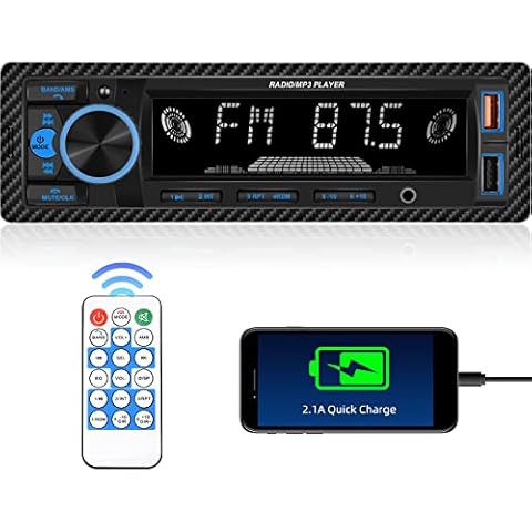 UNITOPSCI Single Din Bluetooth Multimedia Car Stereo Radio Bluetooth Hands-Free Calling Audio Receiver FM Radio Car MP3 Player AUX in/Dual USB Port Digital Media, Fast Charging with Remote Control Cover