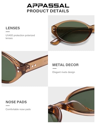 Retro Oval Polarized Sunglasses for Women Chic Cat Eye Trendy 90s Shades UV400 Protection AP3743