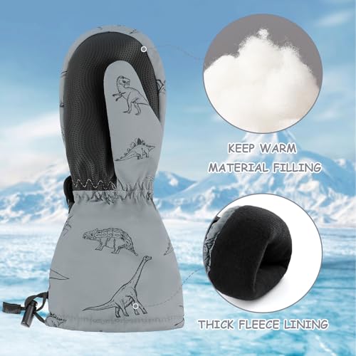 Image of Duoyeree Toddler Winter Gloves, Waterproof Fleece Lined Ski Mittens 1-6Y | Waterproof outer fabric with thick soft lining, keeps toddlers' hands dry and warm during snow play