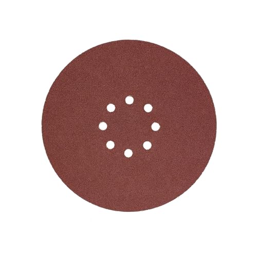 10 discos de lijado de 9 pulgadas, grano 40, almohadillas abrasivas de óxido de aluminio rojo con 8 agujeros para proyectos de taller de extracción, papel de lija redondo