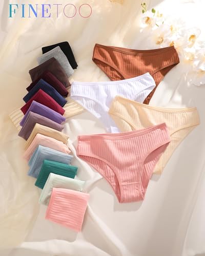 Image of FINETOO Cotton Cheeky Womens Underwear breathable ribbed low rise Bikini