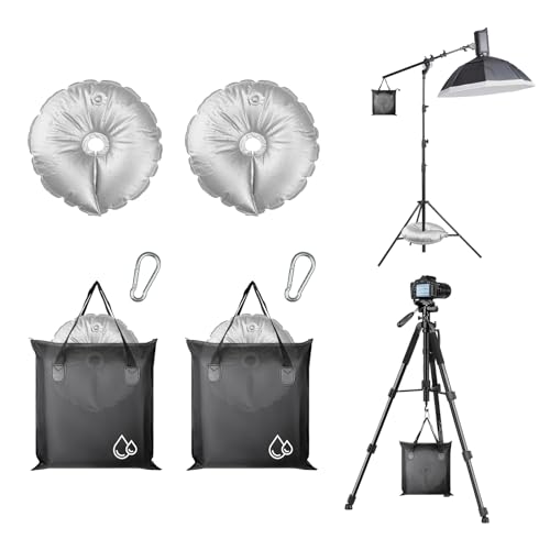4 PCS Heavy Duty Sandbag Weight Set with 2 Waterproof Sandbags & 2 Water Weight Bags for Photography Backdrop Stand, Tripods, Tents, Canopies, Studio Stands, Fishing Chairs