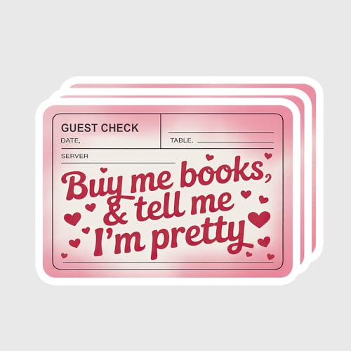 3PCS Buy Me Books and Tell Me I’m Pretty Sticker Pack, Funny Bookish Vinyl Decals for Laptop, Water Bottle, Notebook