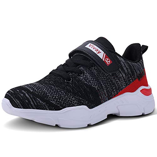 Vivay Kids Tennis Shoes Breathable Running Shoes Walking Shoes Fashion Sneakers for Boys(3b-Black,Size 13 Little Kid)