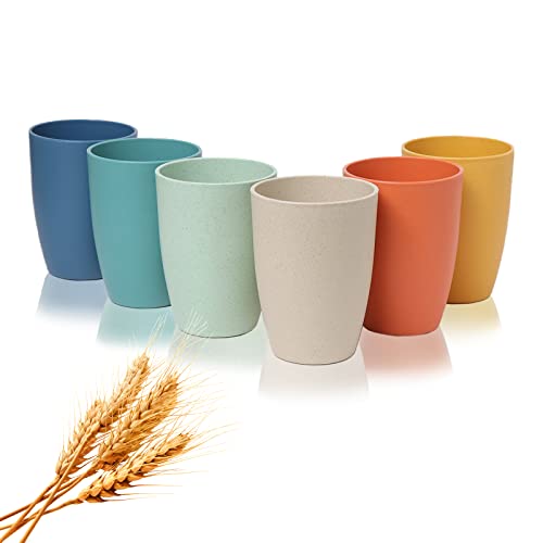 Choary Wheat Straw Cups,6 Pcs Plastic Cups 12 Oz Reusable Unbreakable Tumblers Lightweight Camping Drinking Glasses For Adult,Dishwasher Safe Water Glasses With 6 Colors.… #TOP14