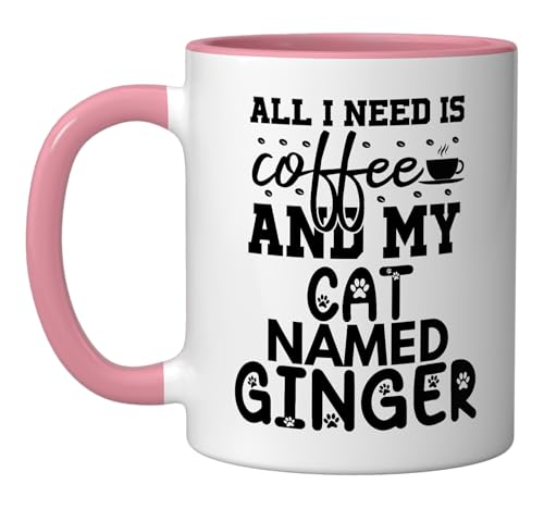 Ginger Cat Ceramic Mug Pink/White