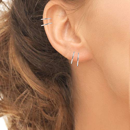 4 Pair Set Sterling Silver 10mm, 12mm, 14mm & 16mm Thin Round Continuous Endless Unisex Hoop Earrings2