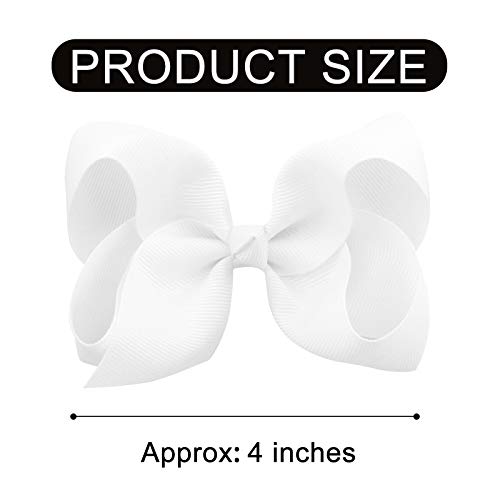 Deeka 16 Pcs 4" Hand-Made Hair Bow Grosgrain Ribbon Solid Color Hair Bow Alligator Clips Hair Accessories For Little Teen Toddler Girls -White #TOP1