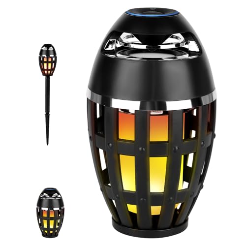 Outdoor Bluetooth Speaker, LED Flame Bluetooth Speaker with HD Audio and Enhance Bass, Waterproof Wireless Torch LED Light, Portable Speakers with Stake, Christmas Birthdays Gifts for Men (1pcs)