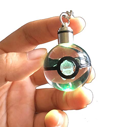 S-SO 3D Crystal Ball Night LED Color Changing Lighting up Keychain (bb)
