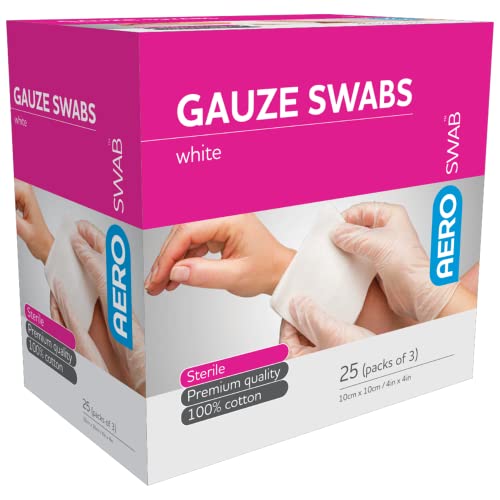 Aero Healthcare Aeroswab 8Ply 25 Pieces Gauze Swab Box of 3 10 x 10cm, 75 count