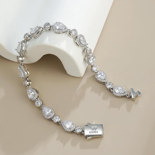 Eseres Tennis Bracelets for Women 7in Gold Plated Bracelet for Men Round Zircon Silver Tennis Bracelet Classic Hip Hop Hand Chain Jewelry Gift4