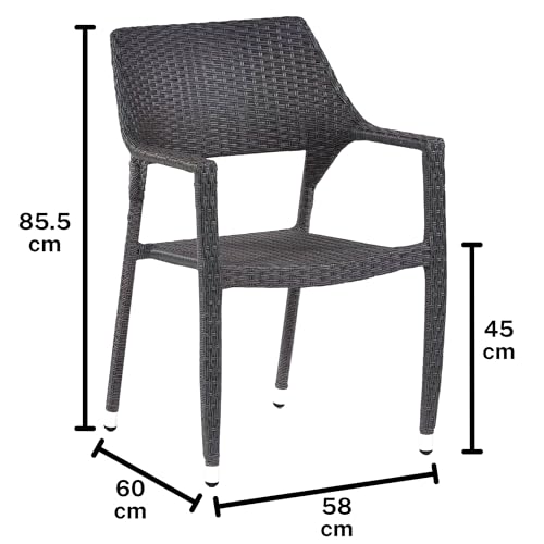 BrackenStyle Oasis Stacking Rattan Garden Armchair - Patio Arm Chair With Dark Grey Cushion