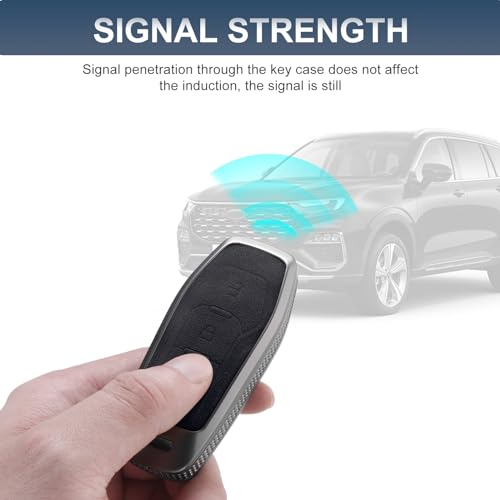YO&YOYE Compatible with Ford Key Fob Cover with Keychain Leather Key Case Protector (Model3, Black) by YO&YOYE - Used condition - Image 5