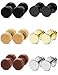 FIBO STEEL 6 Pairs Stud Earrings for Men Women Ear Piercing Ear Plugs Tunnel 18G