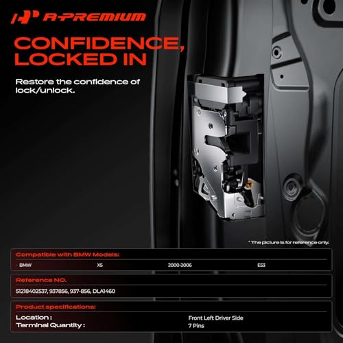 Image of A-Premium Front Left Driver Side Door Lock Actuator Compatible with BMW E53 Series X5 2000-2006, with Safe Function