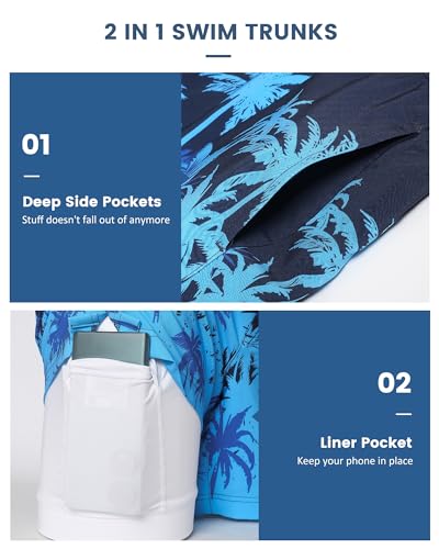 Image of maamgic Mens 5 Inch Stretch Swimming Shorts Compression Liner Swim Trunks Swimwear Bathing Suits Beach Wear Swim Suits