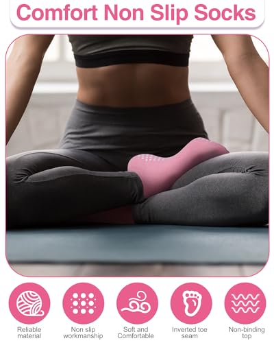 Image of Chuarry 60 Pairs Cotton Yoga Socks Non Slip Skid Sticky Socks for Women Elderly Hospital Pilates Ballet Barre