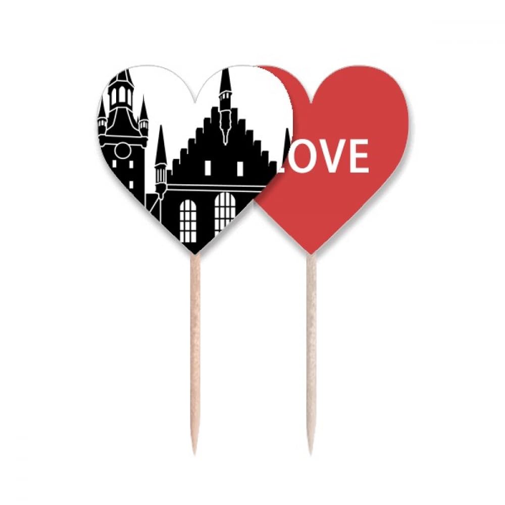 Cure-dents Allemagne Cathédrale de Cologne avec étiquette cœur pour muffin et cocktail