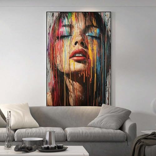 Art mural abstrait de femme TONGYINLI toile noir et blanc cadre 60x90 cm