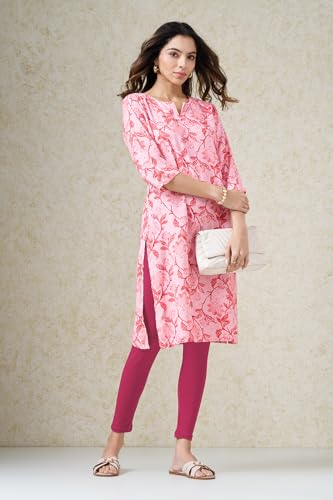 Image of Rangmanch by Pantaloons Women's Cotton Stretch Bottoms | Skinny Fit | Mid Rise Waist | Ankle Length