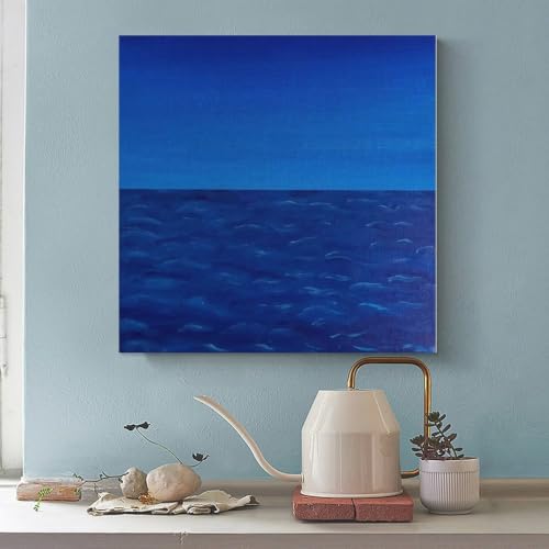 Impression sur toile vagues océan bleu foncé 40x40 cm pour salon