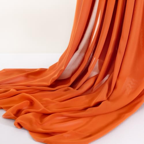 Image of Orange Chiffon Fabric by The Yard Continuous Sheer Arch Fabric 10 Yards | Pre-Cut Chiffon Draping Panels Airy Wedding Arch Draping Fabric 60 inch Wide for Events Backdrop Ceiling Decor DIY Craft Use