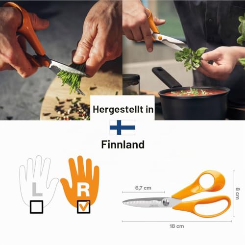 Foto von Fiskars Küchenschere, Gesamtlänge: 18 cm, Qualitätsstahl/Kunststoff, Classic, 1000819, Orange