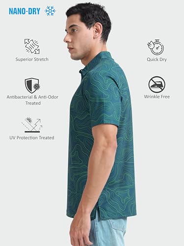 Image of STELLERS Men's Printed Polo T-Shirt | Regular Fit| Feather Touch Feel | Odour Resistant | Wrinkle Free | Stretchable | Anti-Static