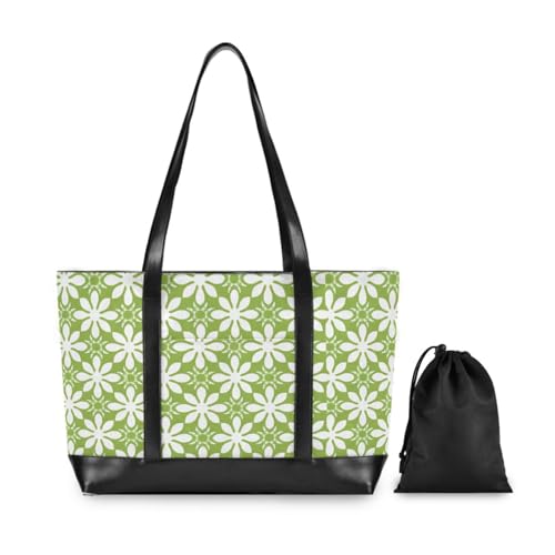KLL Light Green Floral Pattern fashion women's briefcase with zipper structured tote Large Handbag for flight with bulto para laptop2