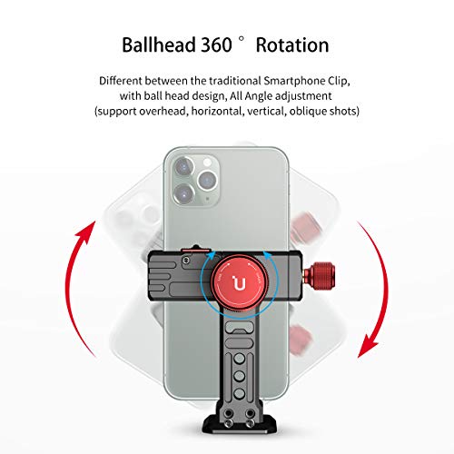 Cell Phone Tripod Mount, Ulanzi St-14 Smartphone Tripod Mount Adapter Aluminum With Cold Shoe, 360° Cell Phone Stand Holder Clamp For Iphone 13 12 11 Max Pro Iphone X Xr Xs 6 7 Plus #TOP2