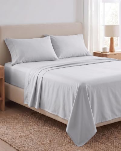 Image of Beckham Hotel Collection 100% Cotton King Sheet Set, 4-Piece, Gray | 500 Thread Count, Silky Soft Weave, Breathable, Anti-Pilling, 16-Inch Pocket, All-Around Elastic, Gets Softer with Every Wash